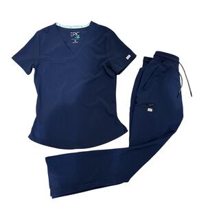 EPIC by IRG Navy Blue Scrub Top & Pants Set Women’s Size: XS